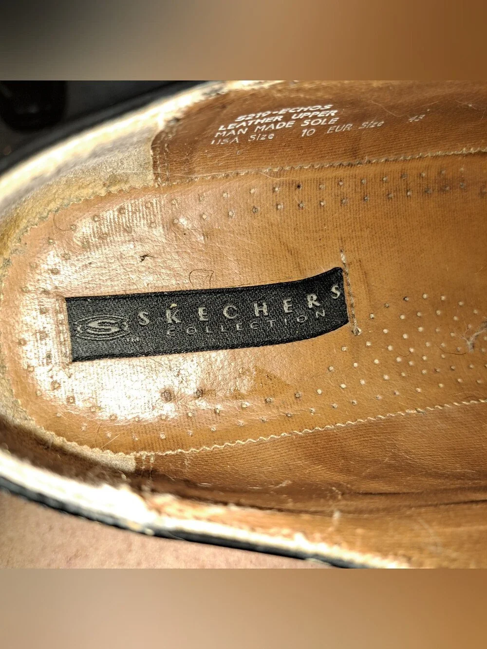 Vintage Skechers Echo Men’s Black Leather Laced Oxfords Made In Italy Size 10